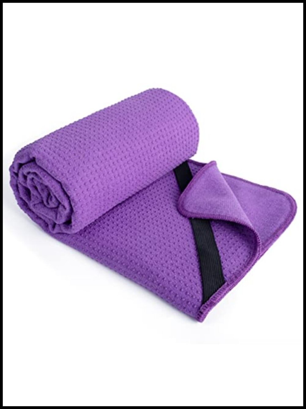 Microfiber Non Slip Yoga Mat Towel with Elastic Straps 24x72